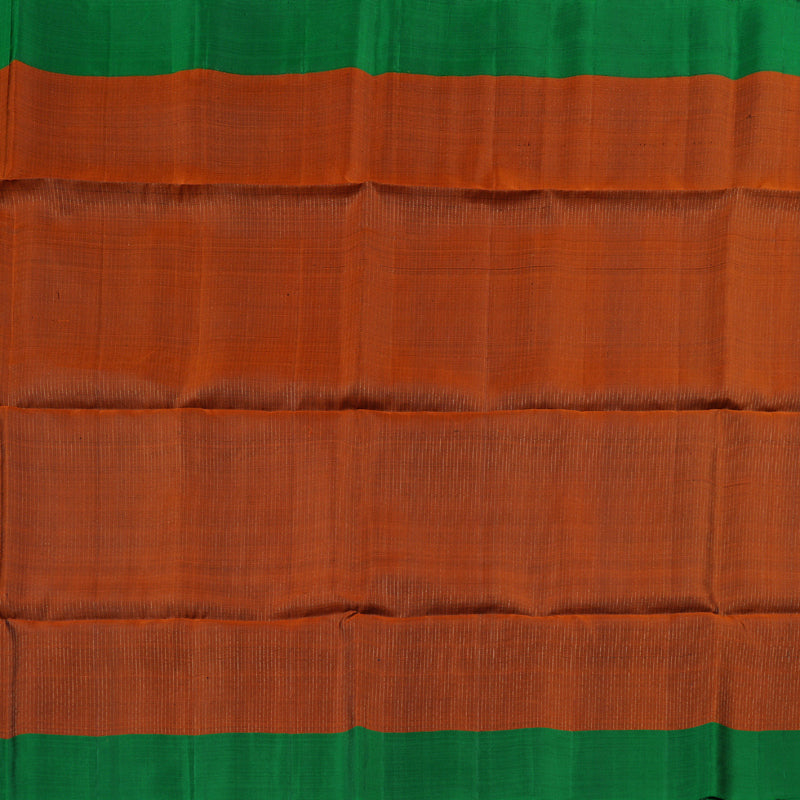 Hayagrivas Burnt Orange Handloom Soft Silk Saree with Dark Green Border KBD1767A5-3