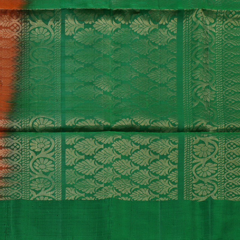 Hayagrivas Burnt Orange Handloom Soft Silk Saree with Dark Green Border KBD1767A5-3