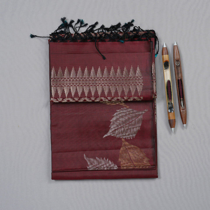 Hayagrivas Wine Maroon Handloom Soft Silk Saree KBD1767A6-16