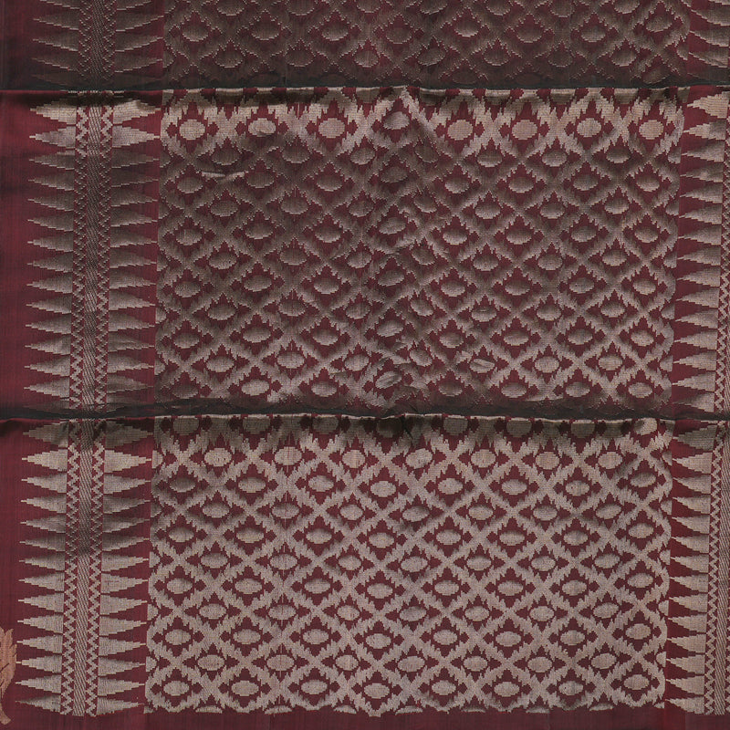 Hayagrivas Wine Maroon Handloom Soft Silk Saree KBD1767A6-16