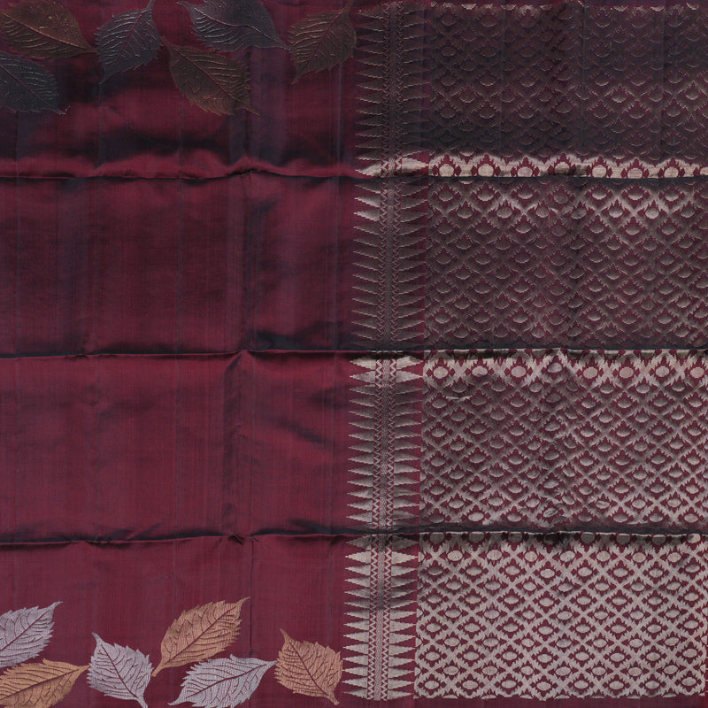 Hayagrivas Wine Maroon Handloom Soft Silk Saree KBD1767A6-16