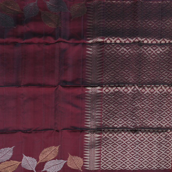 Hayagrivas Wine Maroon Handloom Soft Silk Saree KBD1767A6-16