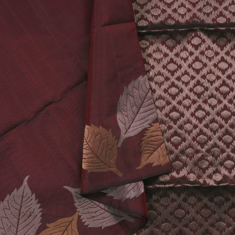 Hayagrivas Wine Maroon Handloom Soft Silk Saree KBD1767A6-16
