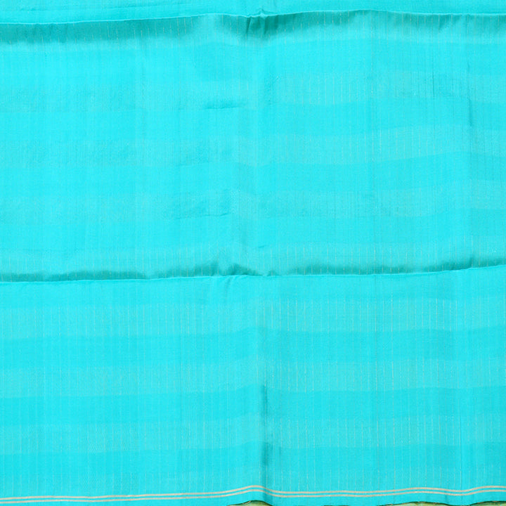 Hayagrivas Yellow With Sea Blue Checks Handloom Soft Silk Saree KBD1769A1-5