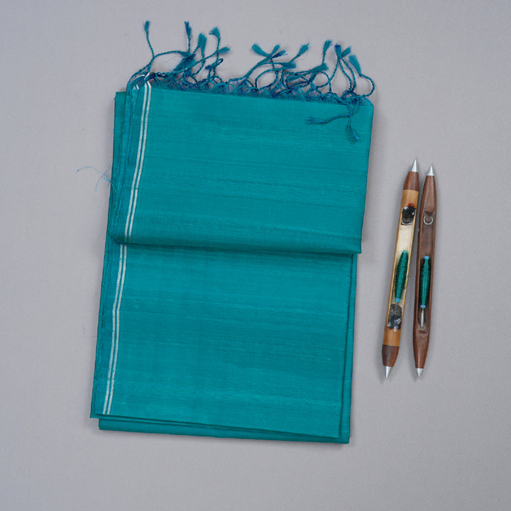 Hayagrivas Dark Cyan Blue Handloom Soft Silk Saree KBD1770A1-15