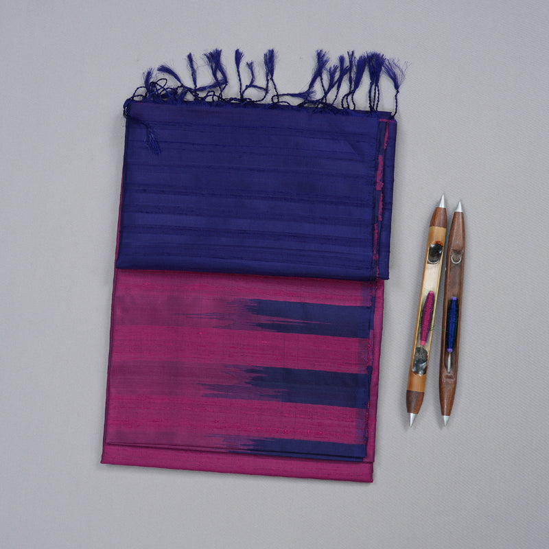 Hayagrivas Pink With Indigo Handloom Soft Silk Saree KBD1773A1-7