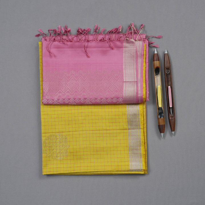 Hayagrivas Mustard Yellow Handloom Soft Silk Saree KBD1774A9-1