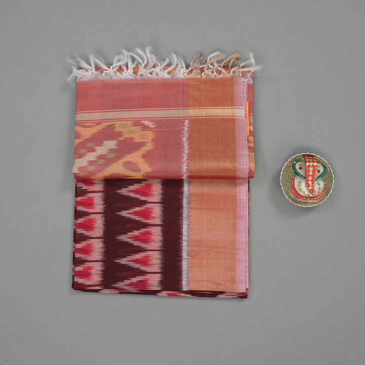 Hayagrivas Araku Maroon Pure Kora Silk Cotton Saree with Baby Pink Border KBD1775A1-1