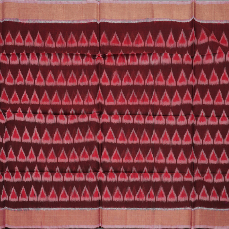 Hayagrivas Araku Maroon Pure Kora Silk Cotton Saree with Baby Pink Border KBD1775A1-1
