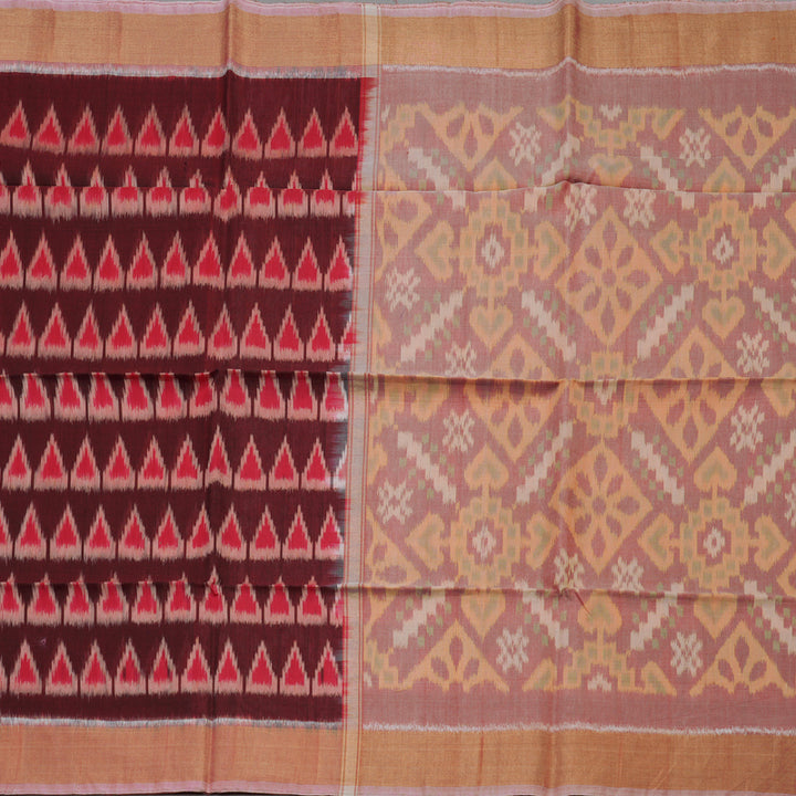 Hayagrivas Araku Maroon Pure Kora Silk Cotton Saree with Baby Pink Border KBD1775A1-1
