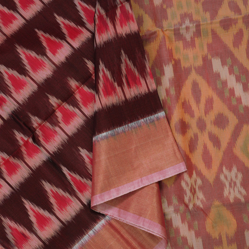 Hayagrivas Araku Maroon Pure Kora Silk Cotton Saree with Baby Pink Border KBD1775A1-1
