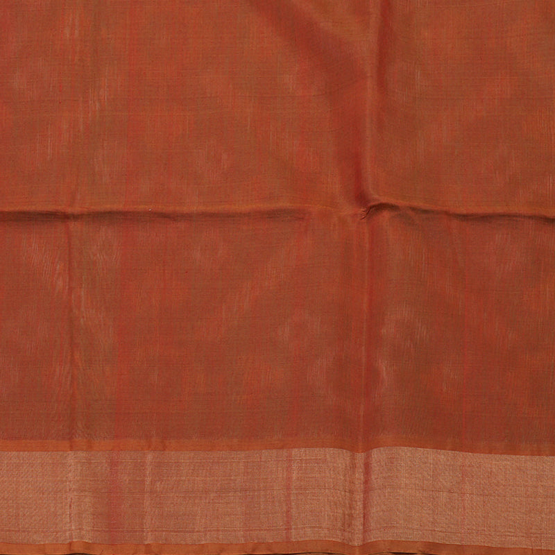 Hayagrivas Green Ikkat Silk Cotton Saree with Burnt Orange border KBD1775A1-23