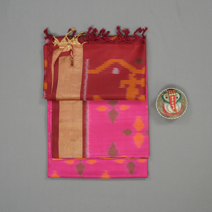 Hayagrivas Handloom Pink Soft Silk Saree with Maroon Border KBD1775A4-28