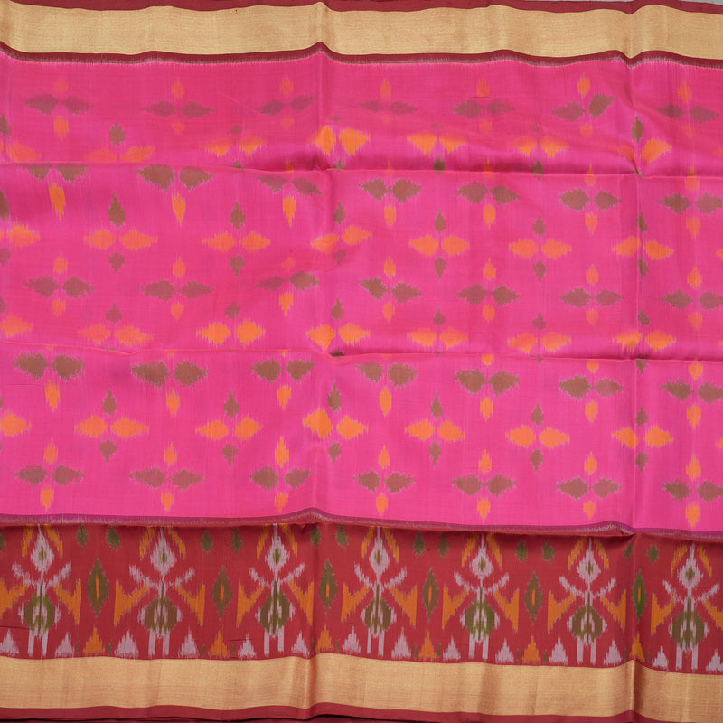 Hayagrivas Handloom Pink Soft Silk Saree with Maroon Border KBD1775A4-28