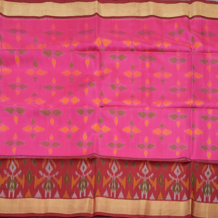 Hayagrivas Handloom Pink Soft Silk Saree with Maroon Border KBD1775A4-28