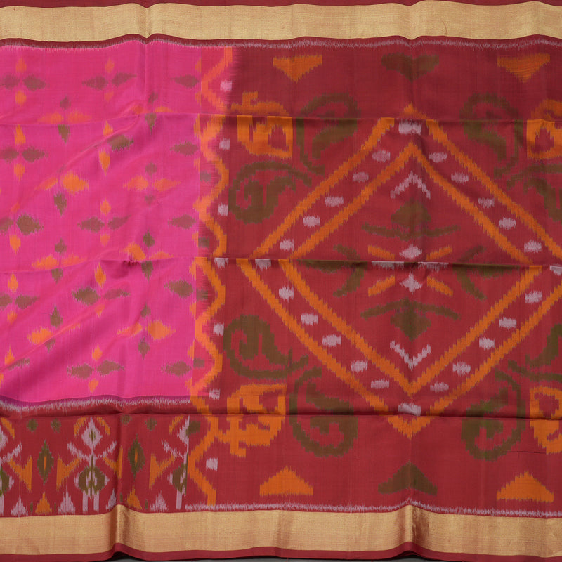 Hayagrivas Handloom Pink Soft Silk Saree with Maroon Border KBD1775A4-28
