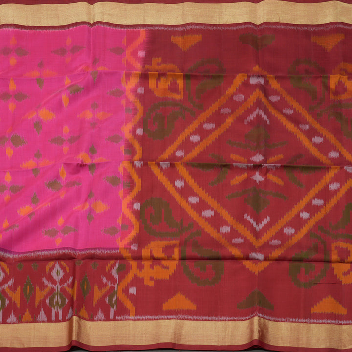 Hayagrivas Handloom Pink Soft Silk Saree with Maroon Border KBD1775A4-28