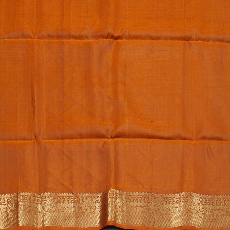 Hayagrivas Sea Blue Ikkat Handloom Soft Silk Saree with Burnt Orange Border KBD1775A6-4