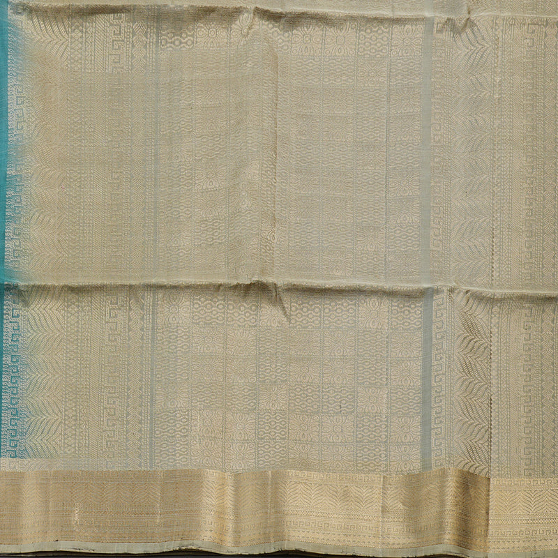 Hayagrivas Emerald Blue Handloom Soft Silk Saree with Dark Beige Border KBD1775A9-2