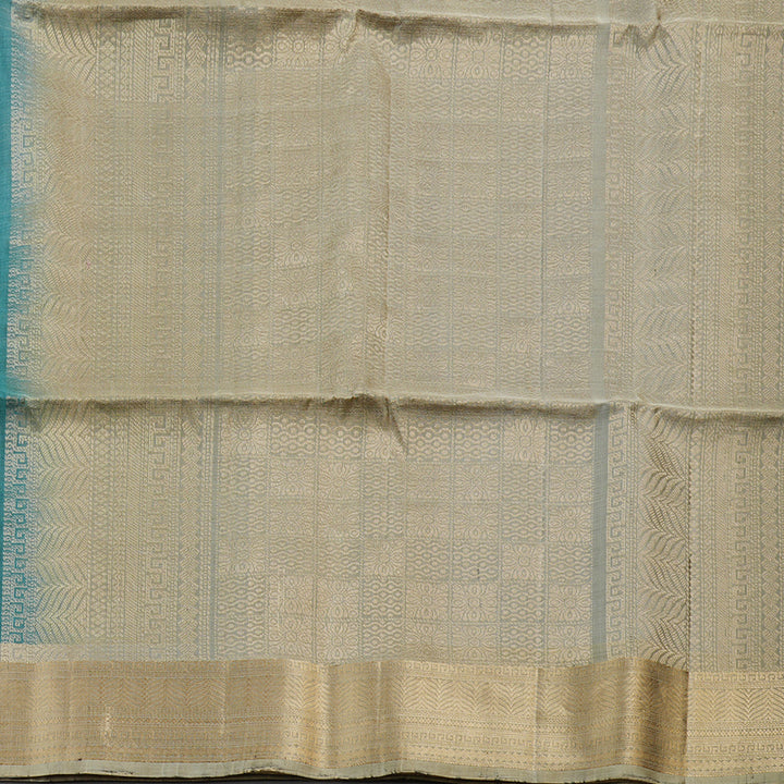 Hayagrivas Emerald Blue Handloom Soft Silk Saree with Dark Beige Border KBD1775A9-2