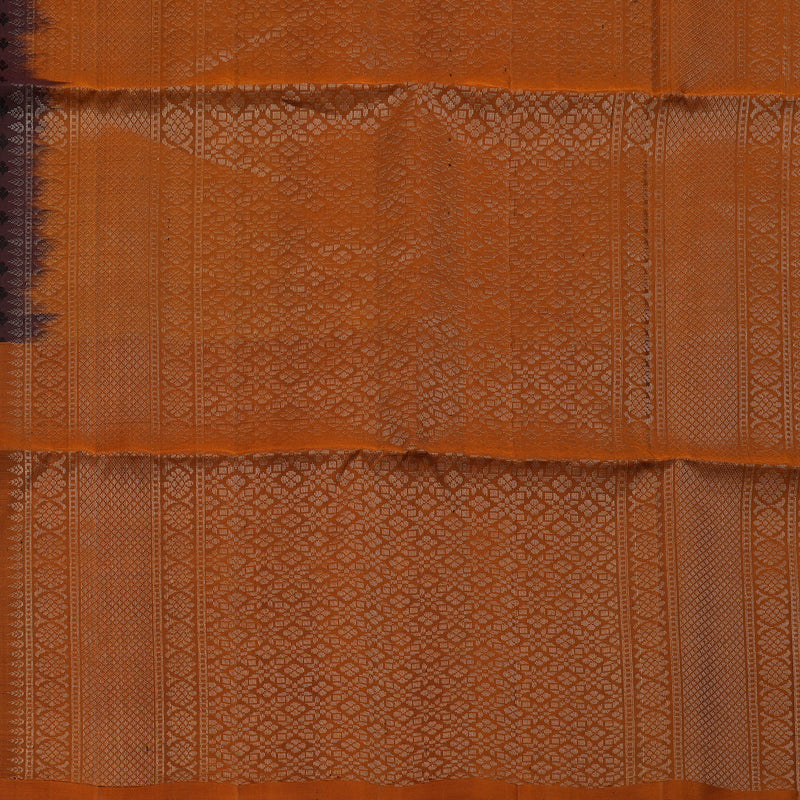 Hayagrivas Dark Brown Handloom Soft Silk Saree with Burnt Orange Border KBD1776A10-1