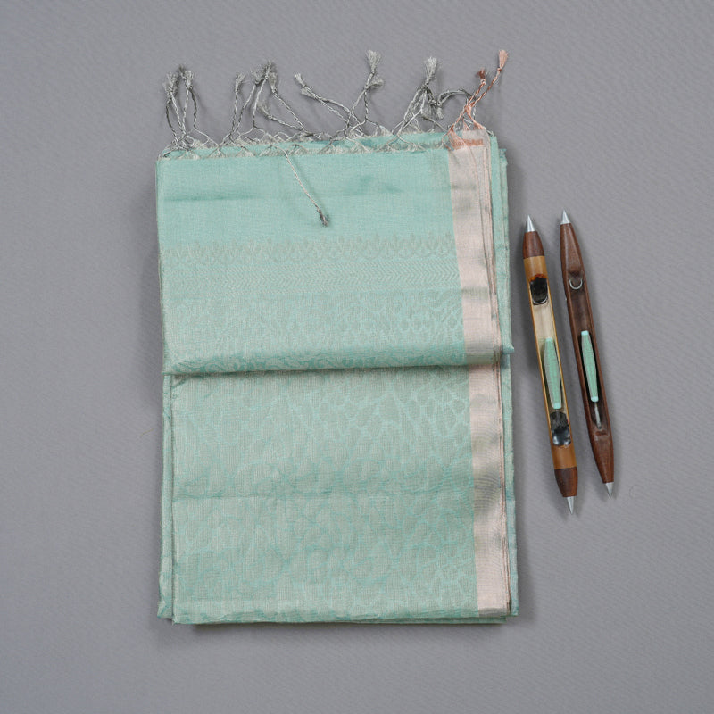 Hayagrivas Sea Blue Tissue Handloom Soft Silk Saree KBD1776A14-3