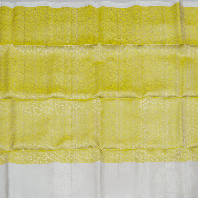 Hayagrivas Mild Parrot green Handloom Soft Silk Saree with Silver Grey Border KBD1776A6-1