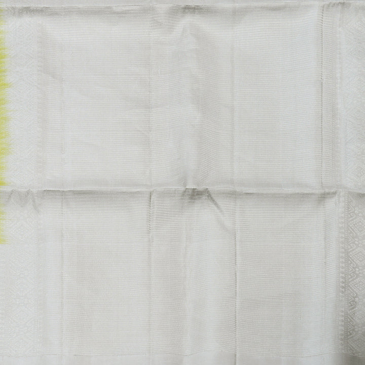 Hayagrivas Mild Parrot green Handloom Soft Silk Saree with Silver Grey Border KBD1776A6-1