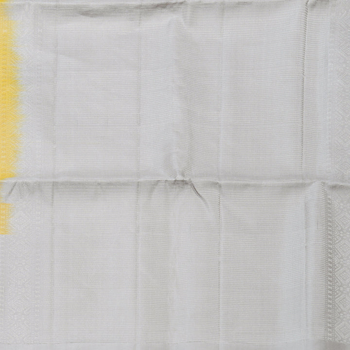 Hayagrivas Mild Yellow Handloom Soft Silk Saree with Silver Grey Border KBD1776A6-2