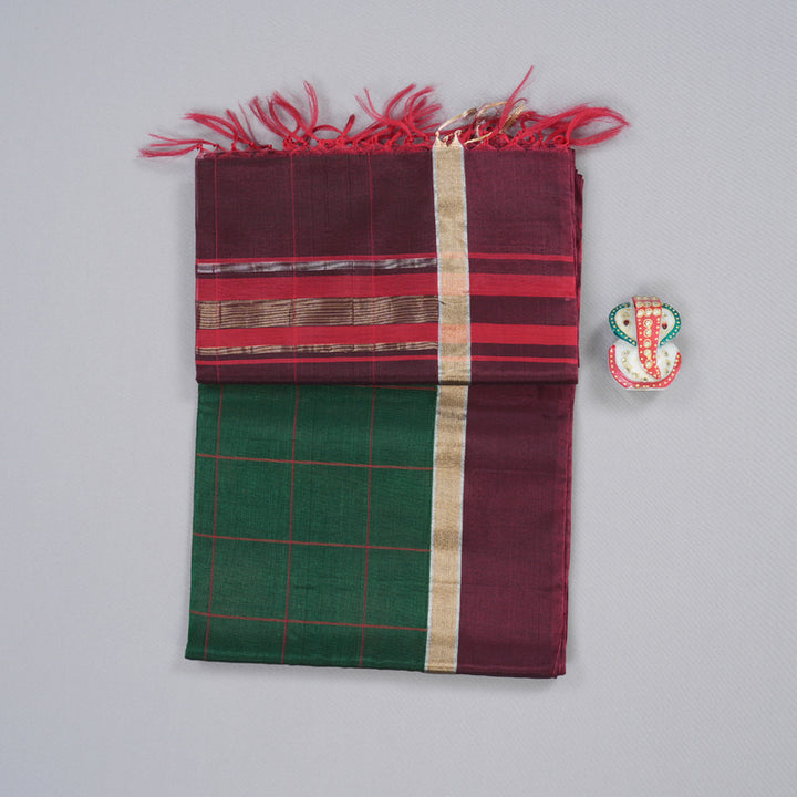 Hayagrivas Handloom Kora Silk Cotton Saree in Captivating Bottle Green KBD1779A1-4