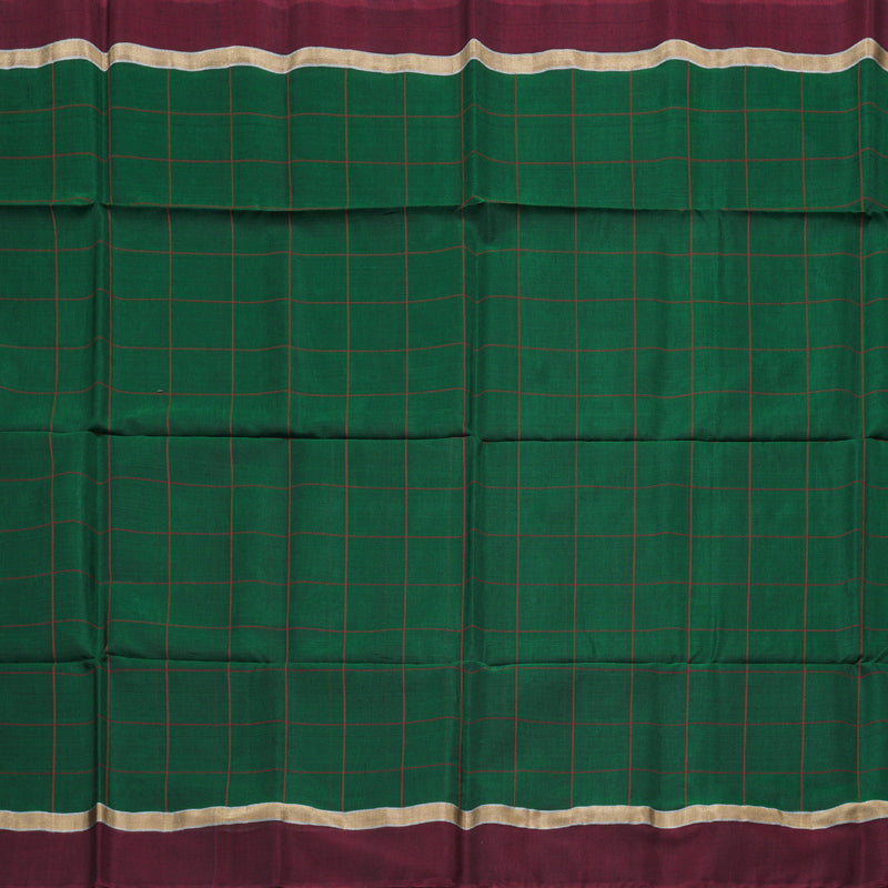 Hayagrivas Handloom Kora Silk Cotton Saree in Captivating Bottle Green KBD1779A1-4