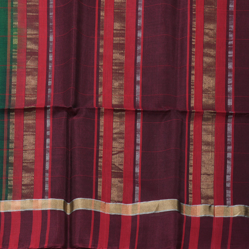 Hayagrivas Handloom Kora Silk Cotton Saree in Captivating Bottle Green KBD1779A1-4