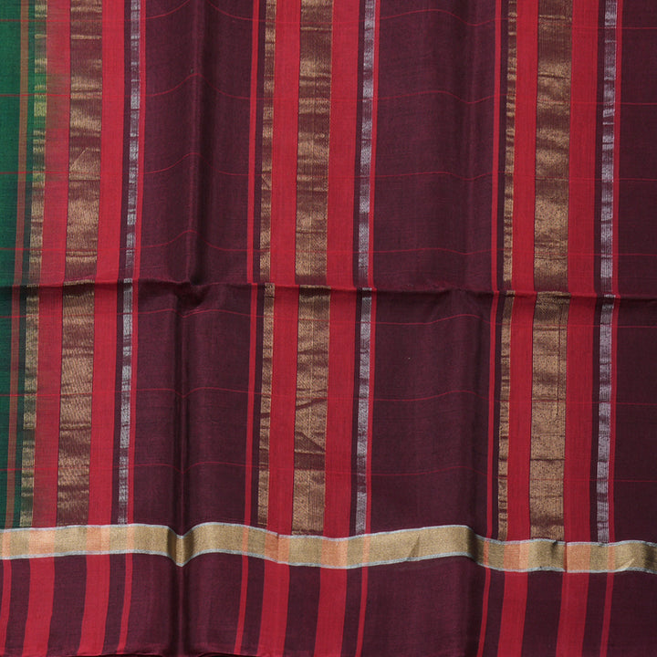 Hayagrivas Handloom Kora Silk Cotton Saree in Captivating Bottle Green KBD1779A1-4