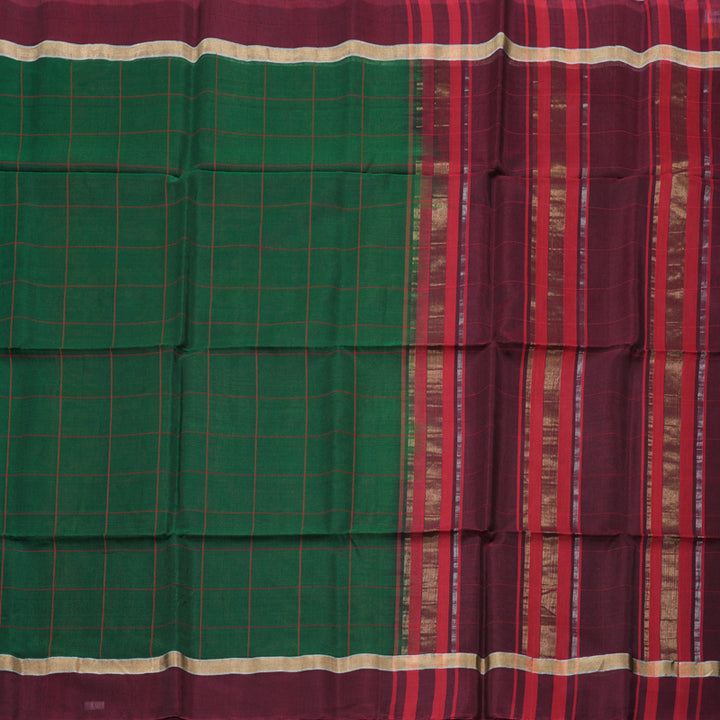 Hayagrivas Handloom Kora Silk Cotton Saree in Captivating Bottle Green KBD1779A1-4