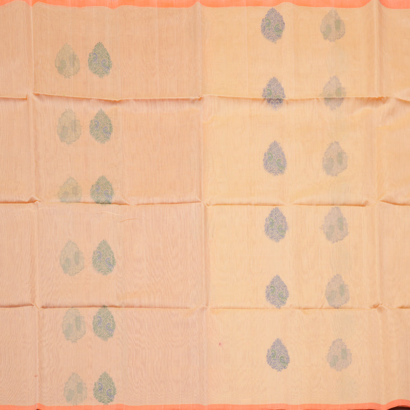Hayagrivas Handloom Kora Silk Cotton Saree in Soft and Pastel Light Peach Orange KBD1779A2-103