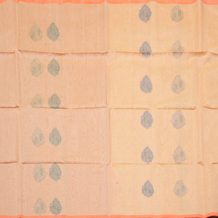Hayagrivas Handloom Kora Silk Cotton Saree in Soft and Pastel Light Peach Orange KBD1779A2-103