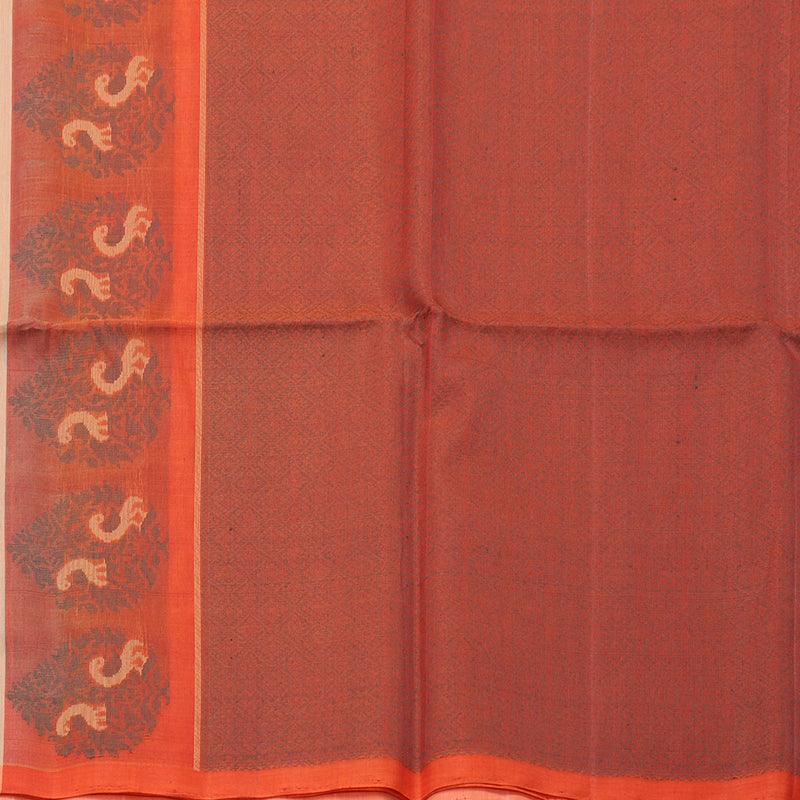 Hayagrivas Handloom Kora Silk Cotton Saree in Soft and Pastel Light Peach Orange KBD1779A2-103