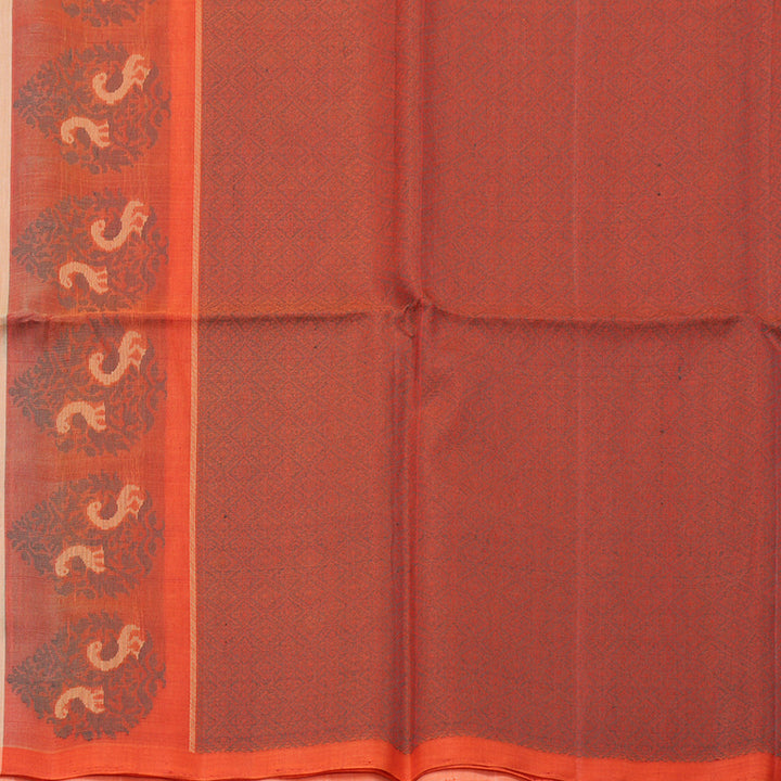 Hayagrivas Handloom Kora Silk Cotton Saree in Soft and Pastel Light Peach Orange KBD1779A2-103