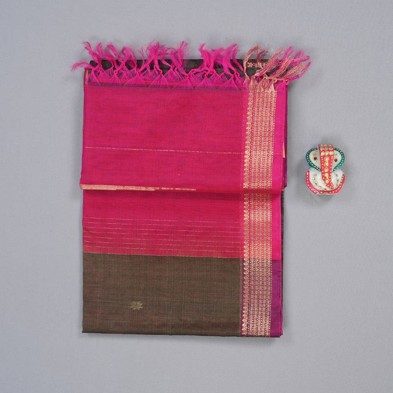 Hayagrivas Handloom Kora Silk Cotton Saree in Sophisticated Ash Grey Color KBD1779A2-106