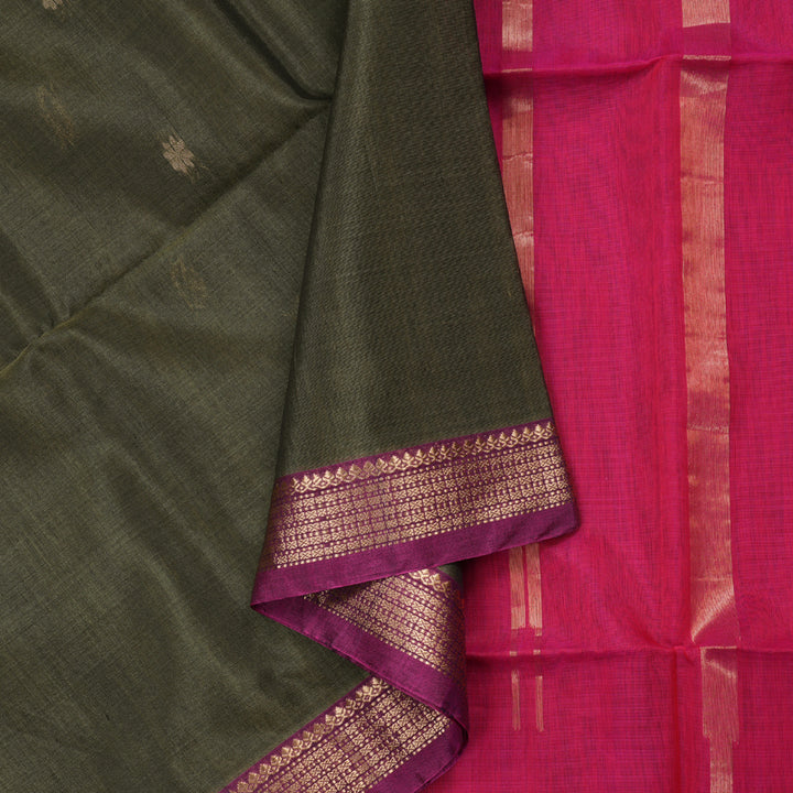 Hayagrivas Handloom Kora Silk Cotton Saree in Sophisticated Ash Grey Color KBD1779A2-106