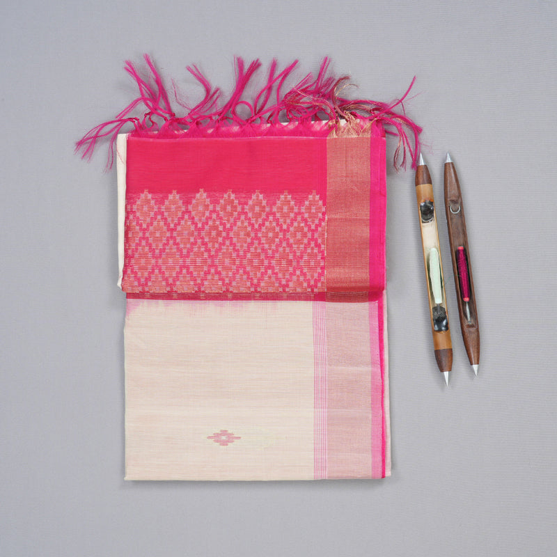 Hayagrivas Handloom Kora Silk Cotton Saree in Ethereal Half White Color KBD1779A2-24
