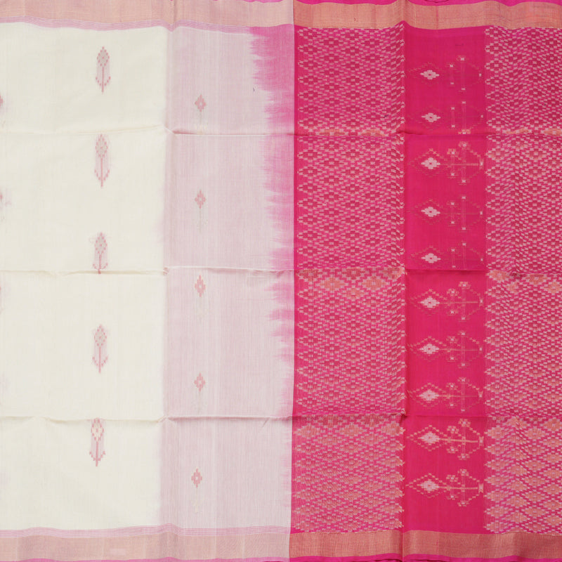 Hayagrivas Handloom Kora Silk Cotton Saree in Ethereal Half White Color KBD1779A2-24