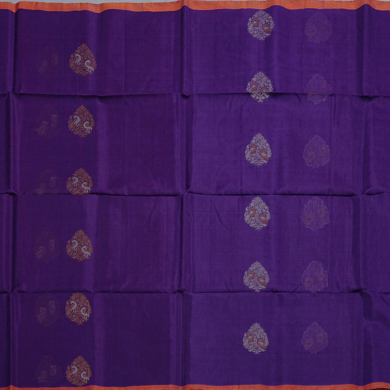 Hayagrivas Handloom Kora Silk Cotton Saree in Enchanting Blue KBD1779A2-31