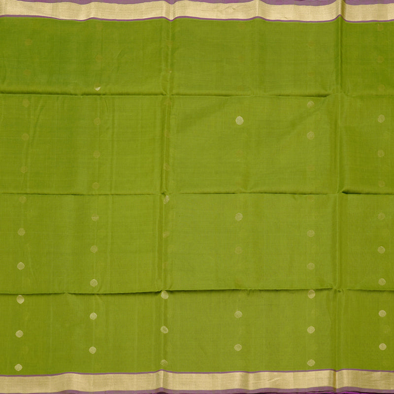 Hayagrivas Handloom Kora Silk Cotton Saree in Vivid Olive Green KBD1779A2-37