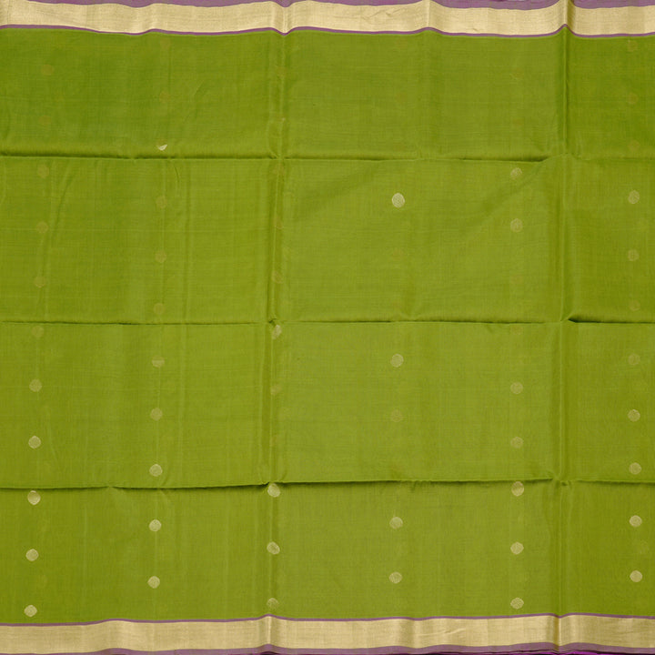 Hayagrivas Handloom Kora Silk Cotton Saree in Vivid Olive Green KBD1779A2-37