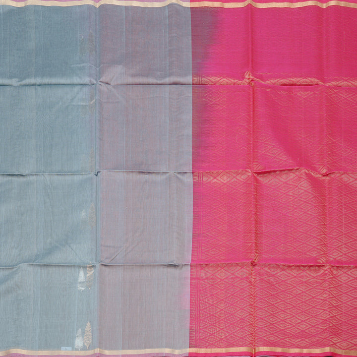 Hayagrivas Handloom Kora Silk Cotton Saree in Graceful Grey KBD1779A2-47