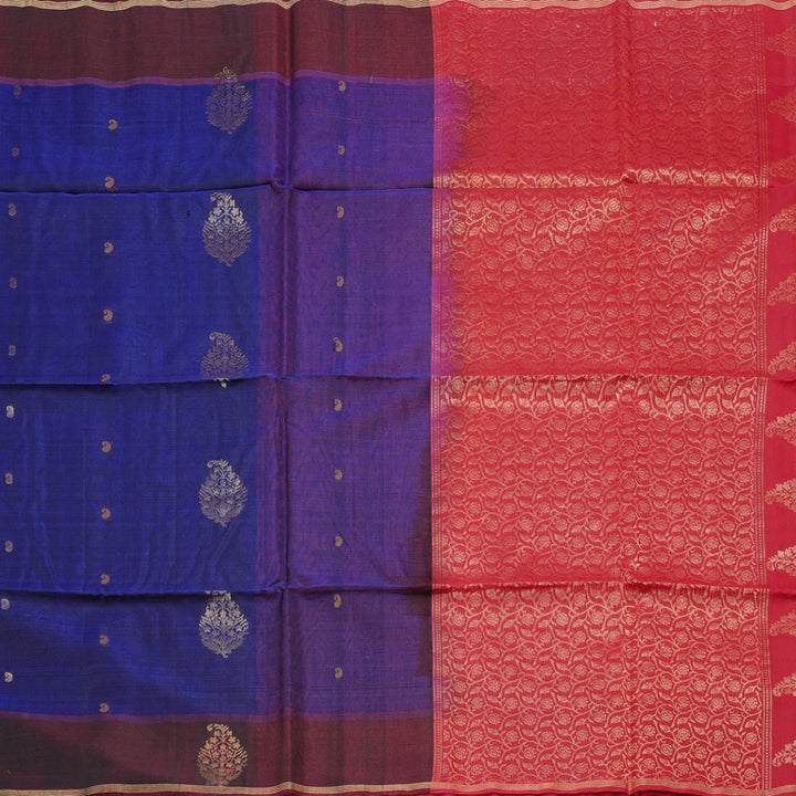 Hayagrivas Handloom Kora Silk Cotton Saree in Mesmerising Dark Blue KBD1779A2-54