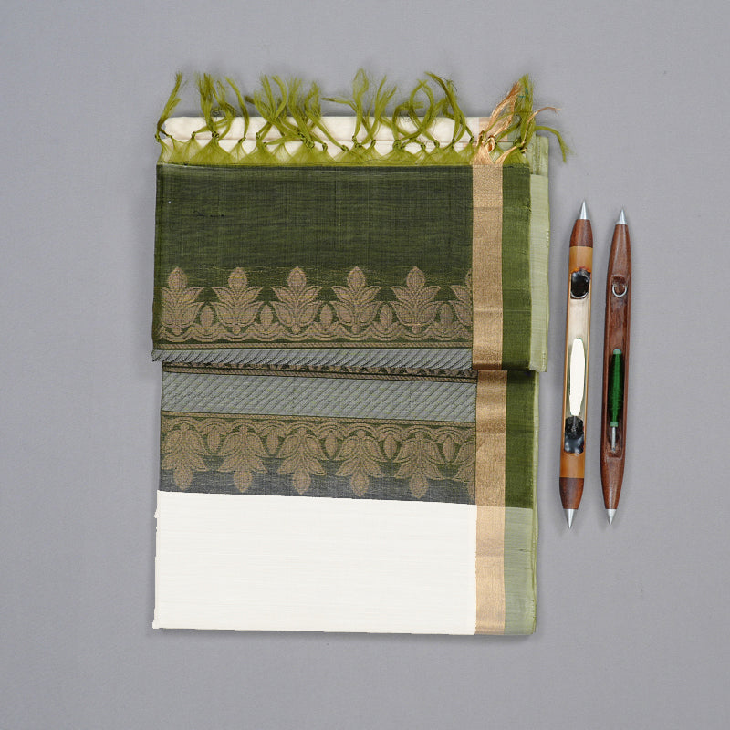 Hayagrivas Handloom Kora Silk Cotton Saree in Ethereal Half White KBD1779A2-67