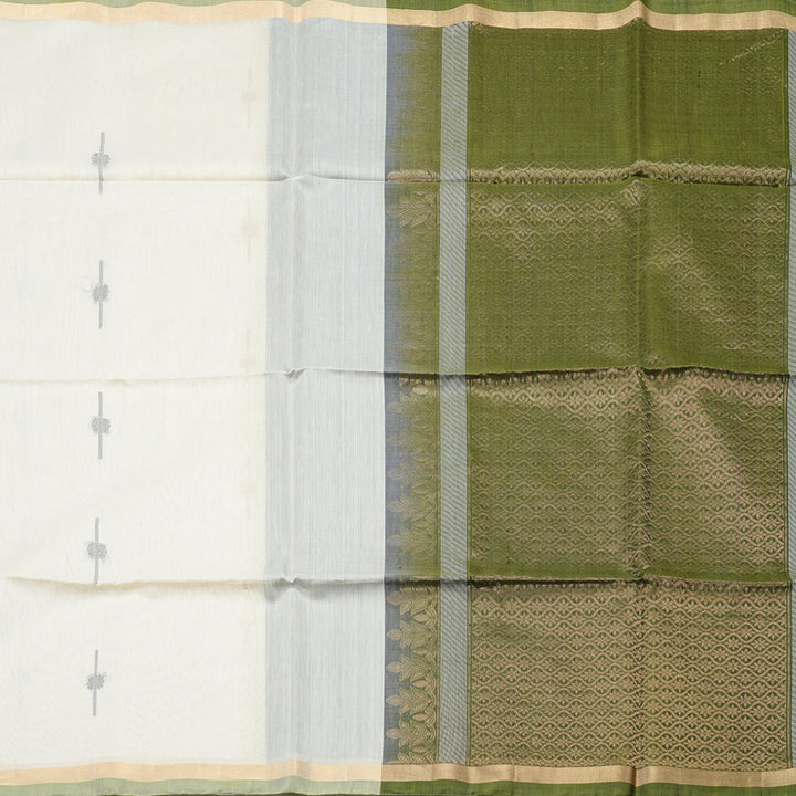 Hayagrivas Handloom Kora Silk Cotton Saree in Ethereal Half White KBD1779A2-67