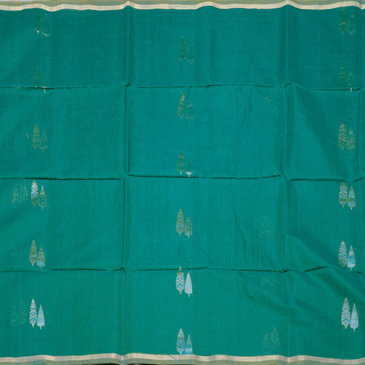 Hayagrivas Handloom Kora Silk Cotton Saree in Luxurious Teal Blue KBD1779A2-70